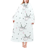 Cute goat design pattern Blanket Robe with Sleeves