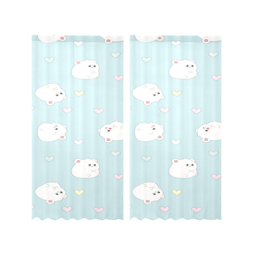 White cute hamsters heart pattern Gauze Curtain