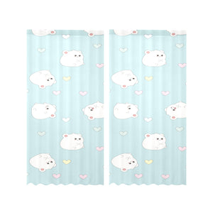 White cute hamsters heart pattern Gauze Curtain