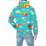 Hot Air Balloon Sky Pattern Men's Padded Hooded Jacket