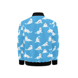 Cute sea lion seal pattern background Kids' Boys' Girls' Bomber Jacket