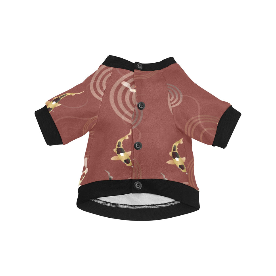 Koi Fish Carp Fish red background All Over Print Pet Dog Round Neck Fuzzy Shirt
