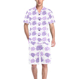 Hedgehog Pattern Print Design 05 Men's V-Neck Short Pajama Set