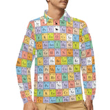 Chemistry Periodic Table Pattern Print Design 01 Men's Long Sleeve Polo Shirt