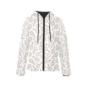 Tennis Pattern Print Design 04 Women's Padded Hooded Jacket