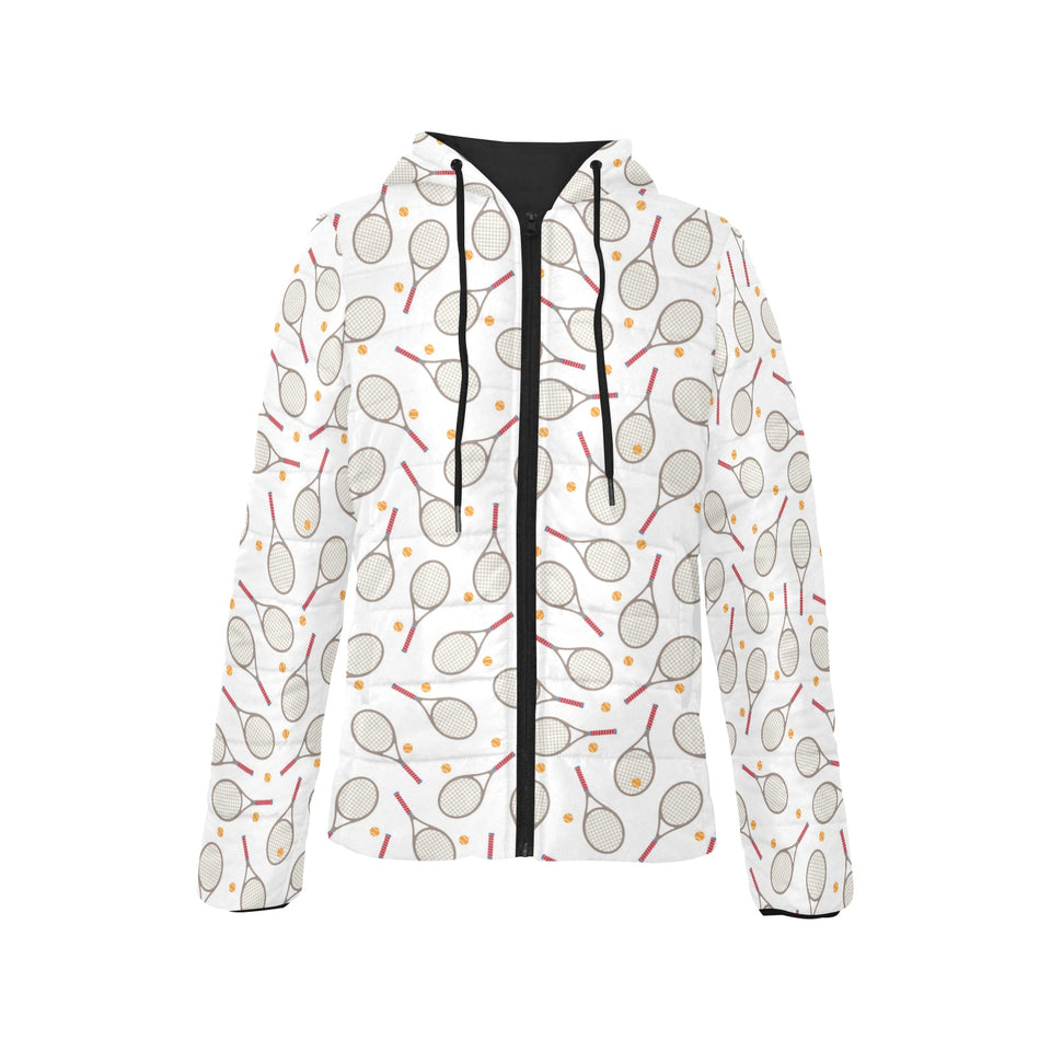 Tennis Pattern Print Design 04 Women's Padded Hooded Jacket