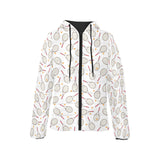 Tennis Pattern Print Design 04 Women's Padded Hooded Jacket