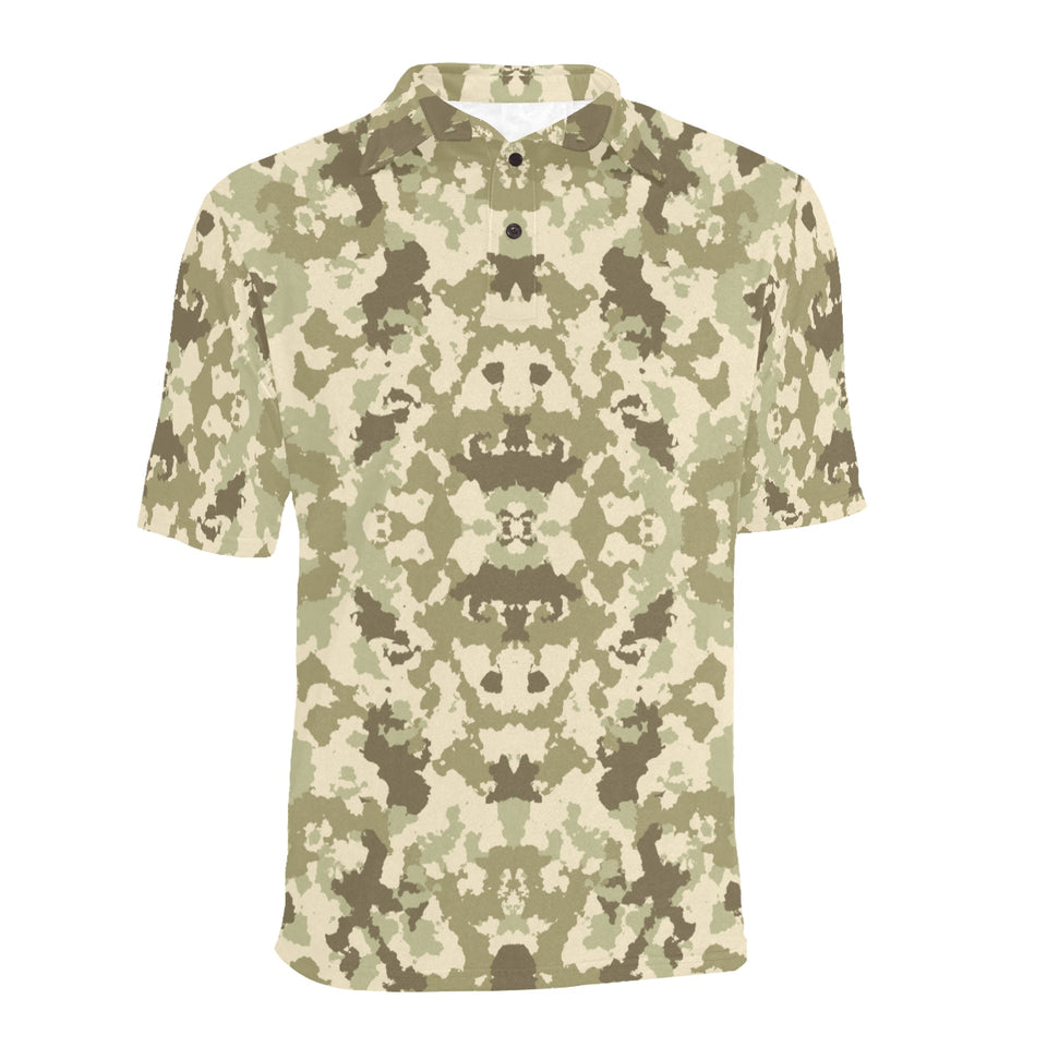 Light Green camouflage pattern Men's All Over Print Polo Shirt