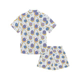 Snail Pattern Print Design 05 Kids' Boys' Girls' V-Neck Short Pajama Set