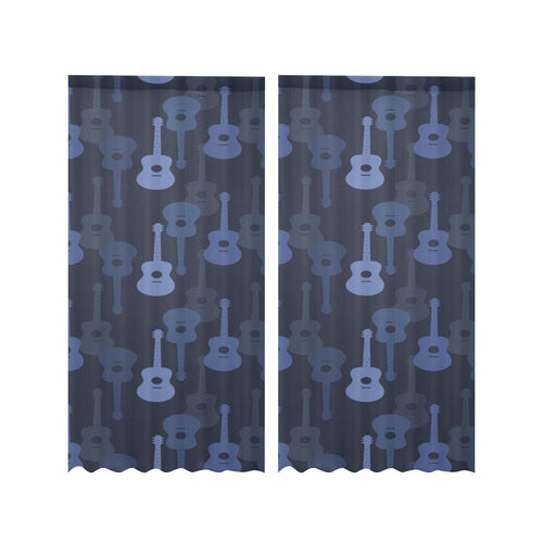 Blue Theme guitar pattern Gauze Curtain
