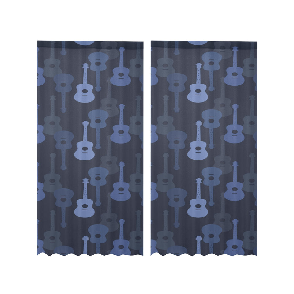 Blue Theme guitar pattern Gauze Curtain