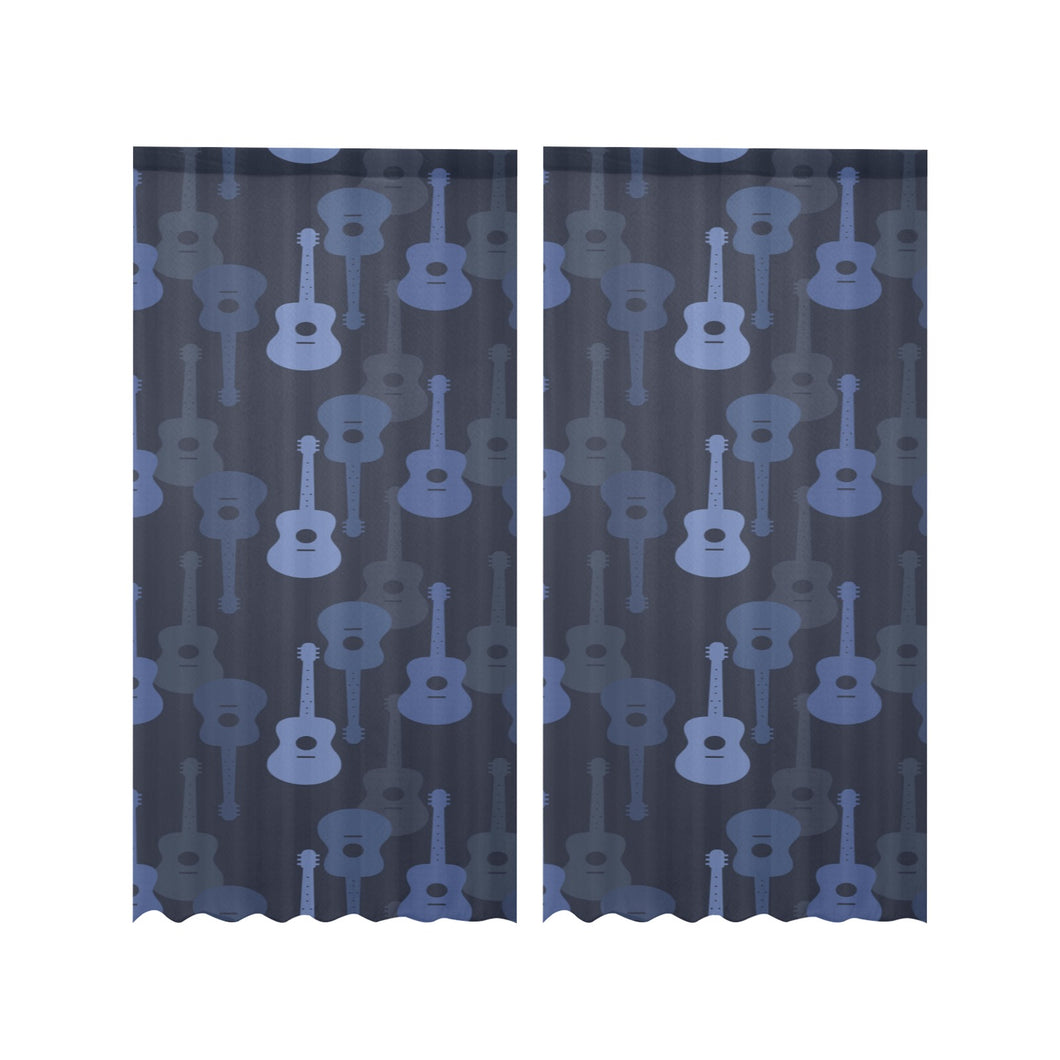 Blue Theme guitar pattern Gauze Curtain