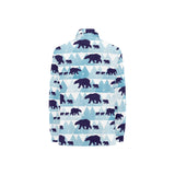 polar bear winter snow pattern Women's Long Sleeve Polo Shirt