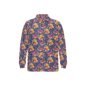 Goldfish Pattern Print Design 05 Men's Long Sleeve Polo Shirt