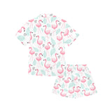 Cute flamingo pattern Kids' Boys' Girls' V-Neck Short Pajama Set