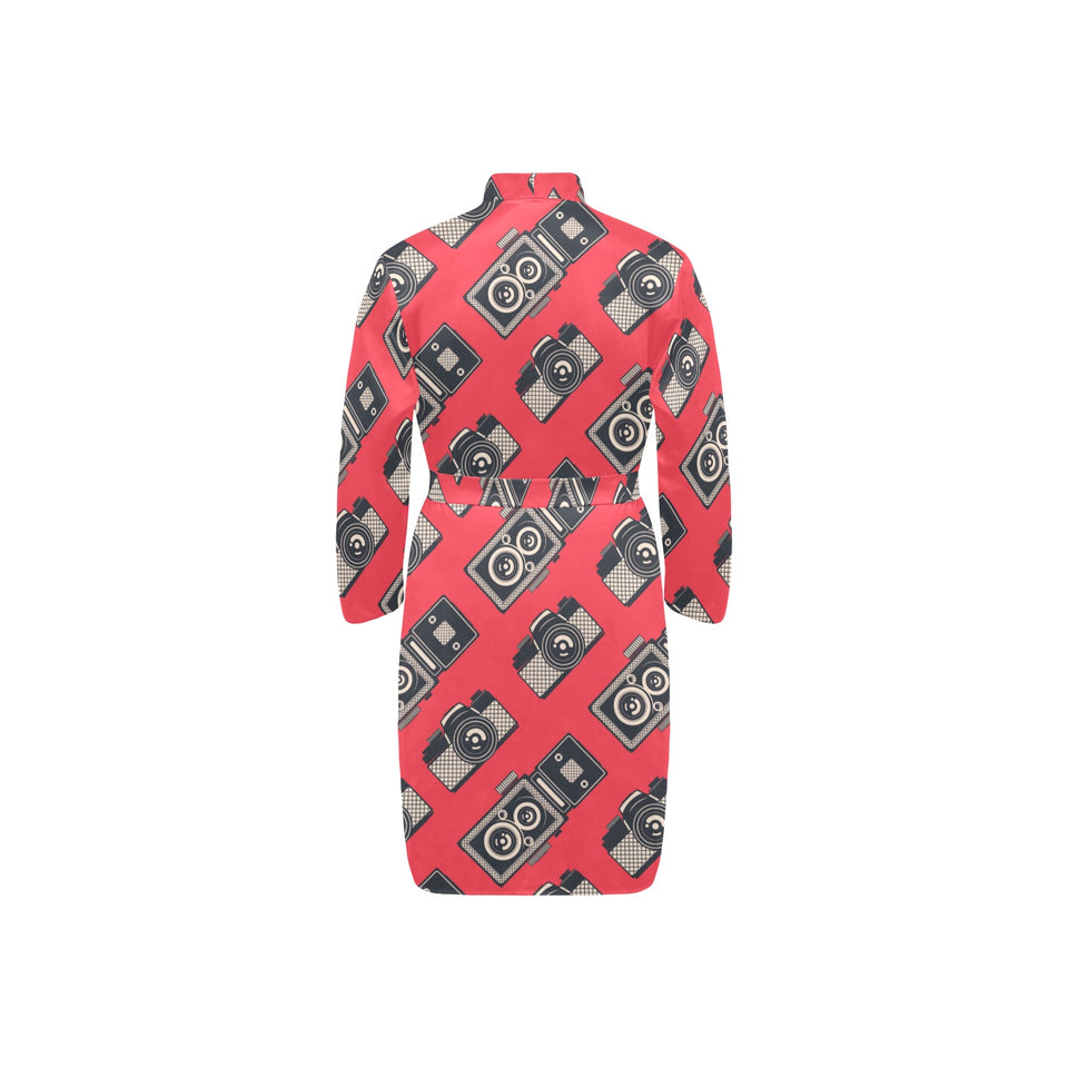 Camera Pattern Print Design 05 Men's Long Sleeve Belted Night Robe