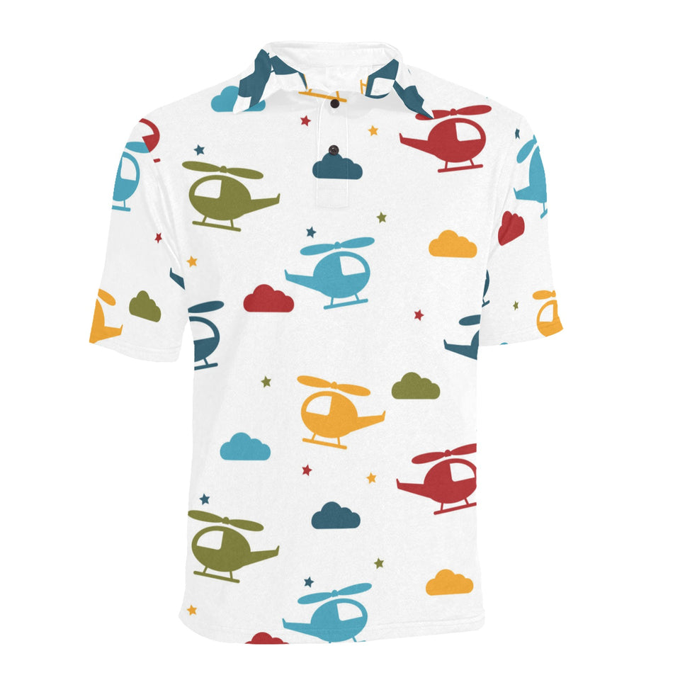 Colorful helicopter pattern Men's All Over Print Polo Shirt