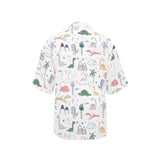 Cute cartoon dinosaurs tree pattern Women's All Over Print Hawaiian Shirt