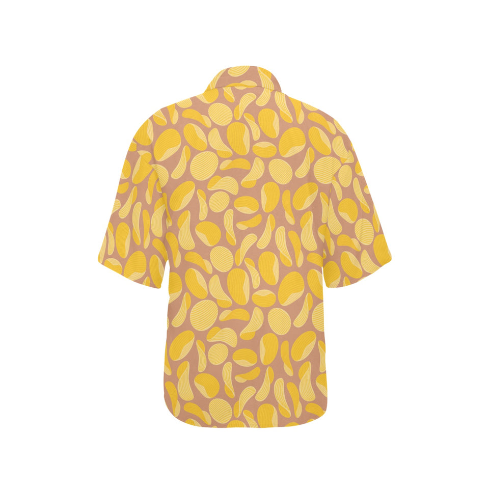 Potato Chips Pattern Print Design 01 Women's All Over Print Hawaiian Shirt