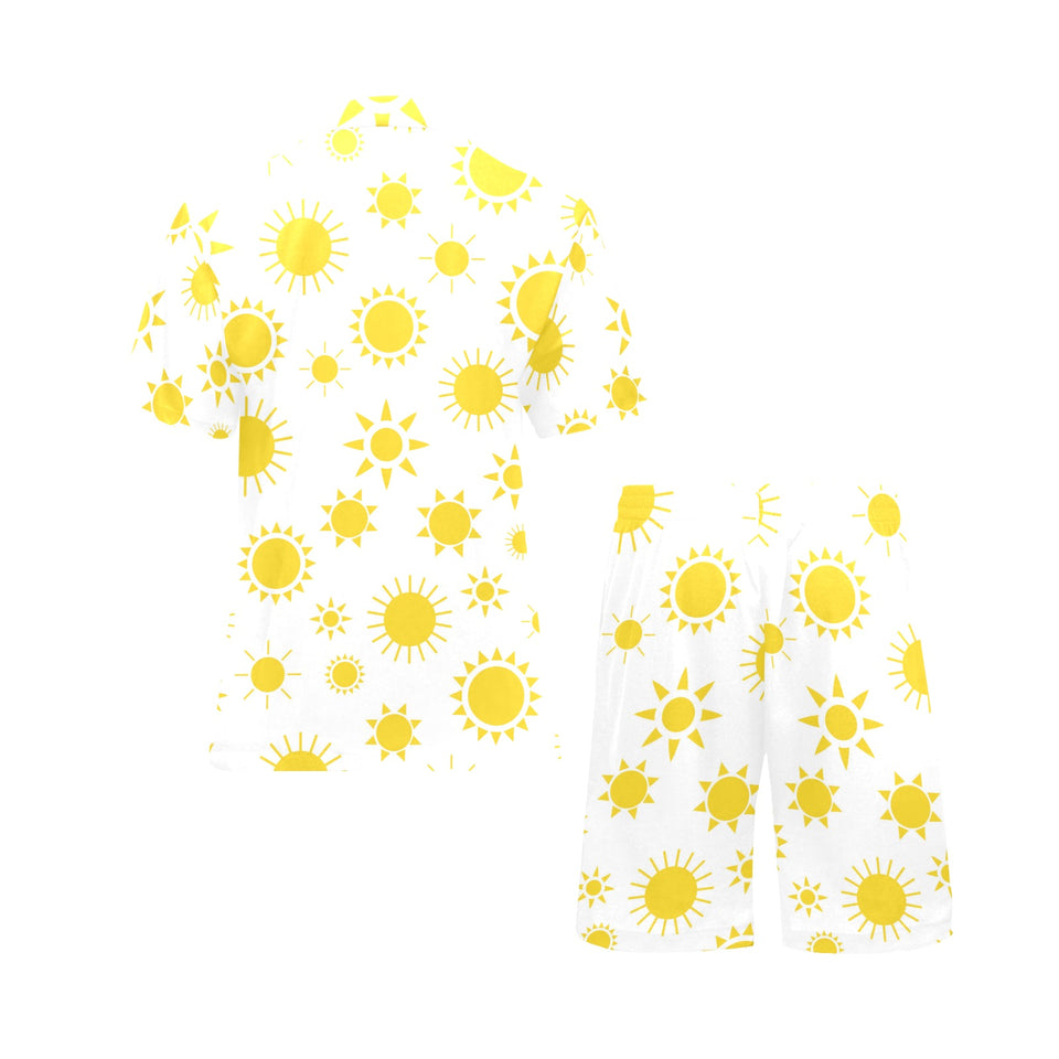 Sun pattern Men's V-Neck Short Pajama Set