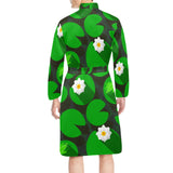 Frog waterlily pattern Men's Long Sleeve Belted Night Robe