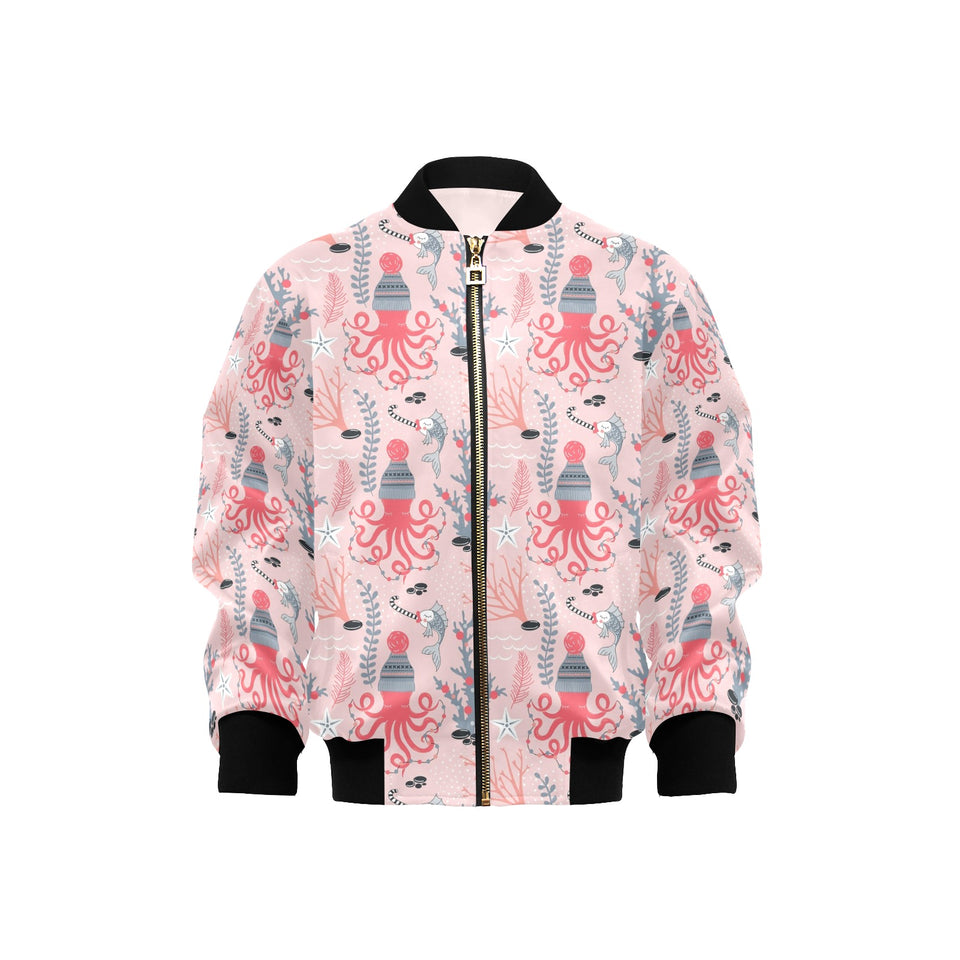 Octopus winter hat garland Fish candy Seaweed Cora Kids' Boys' Girls' Bomber Jacket