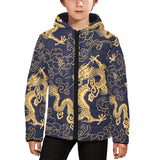 Gold dragon pattern Kids' Boys' Girls' Padded Hooded Jacket