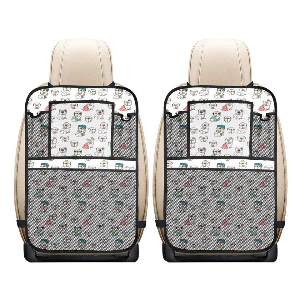 English Bulldog Pattern Print Design 03 Car Seat Back Organizer