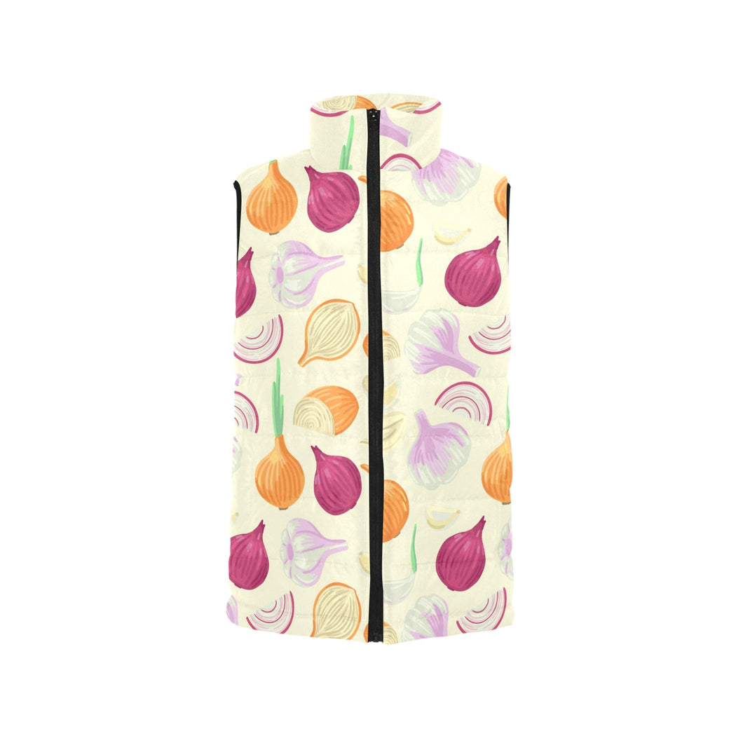 Onion garlic white red pattern Men's Padded Vest