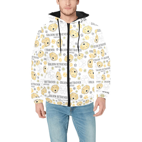 Golden Retriever Pattern Print Design 04 Men's Padded Hooded Jacket