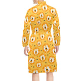 Lion Pattern Print Design 03 Men's Long Sleeve Belted Night Robe