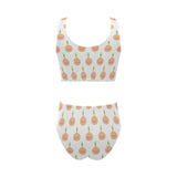cute onions smiling faces Chest Bowknot High Waisted Bikini Swimsuit