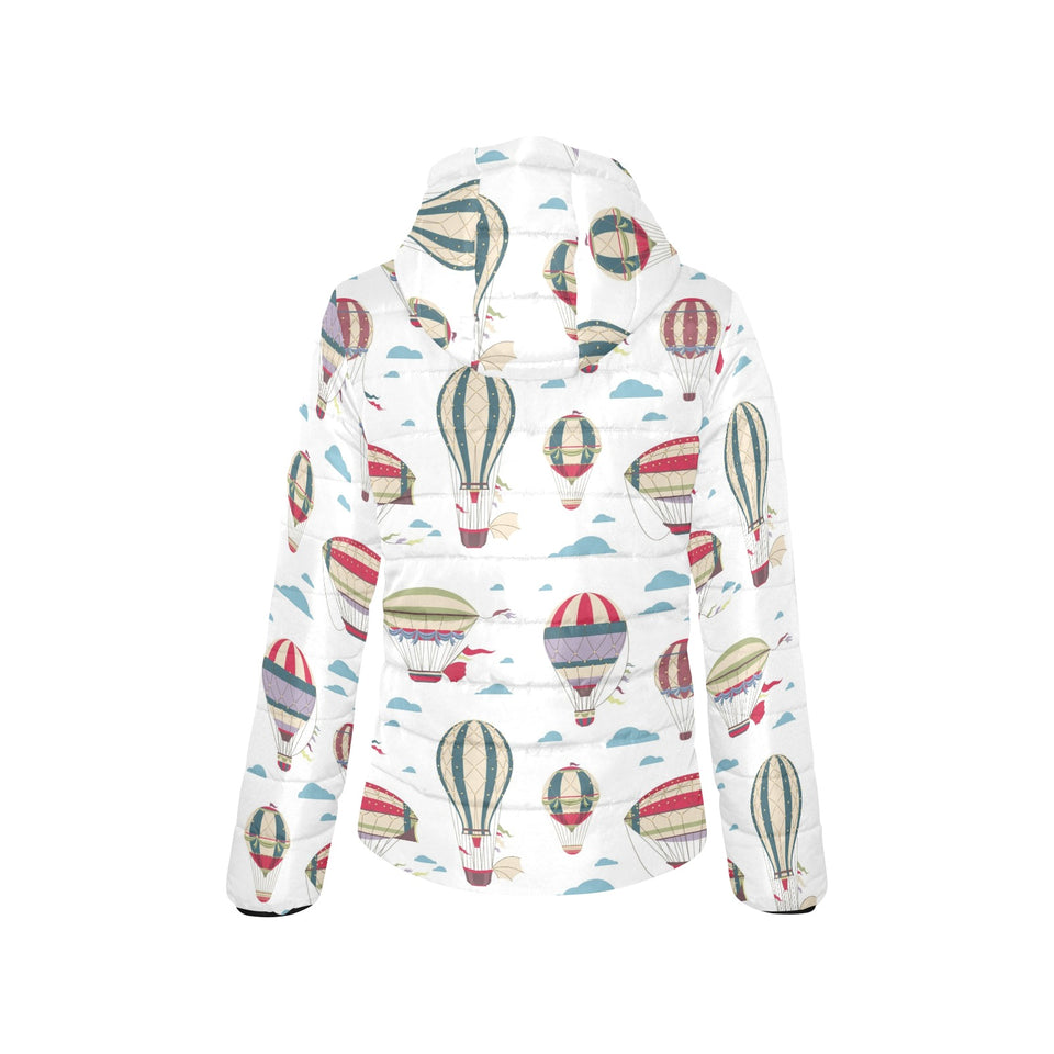 Hot air balloon pattern Women's Padded Hooded Jacket