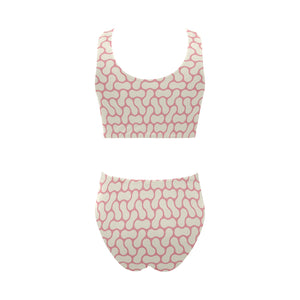 peanuts texture pattern Chest Bowknot High Waisted Bikini Swimsuit