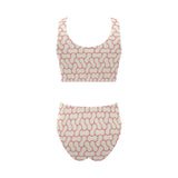 peanuts texture pattern Chest Bowknot High Waisted Bikini Swimsuit