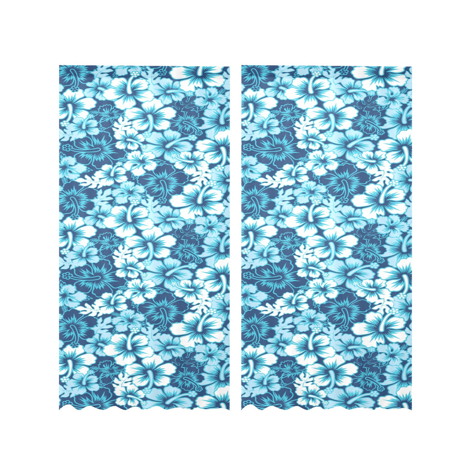 Hibiscus Pattern Print Design 03 Gauze Curtain