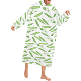 Green Peas Pattern Print Design 04 Blanket Robe with Sleeves