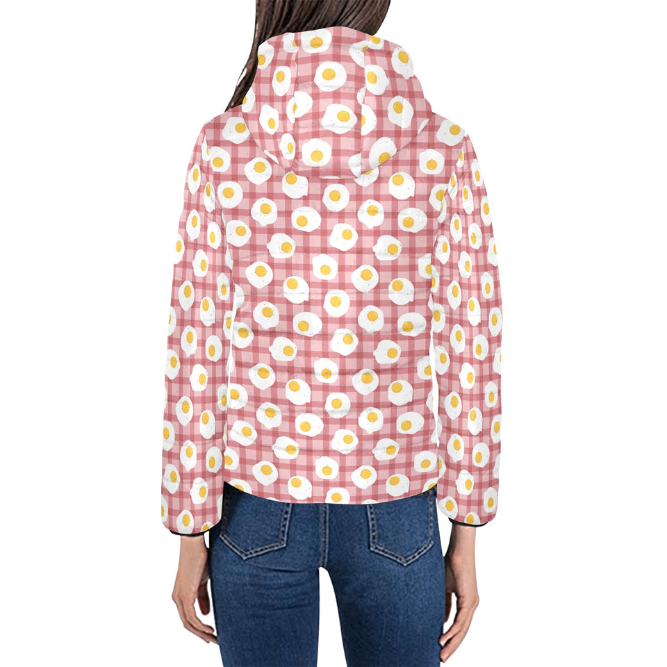 Fried Eggs Pattern Print Design 03 Women's Padded Hooded Jacket