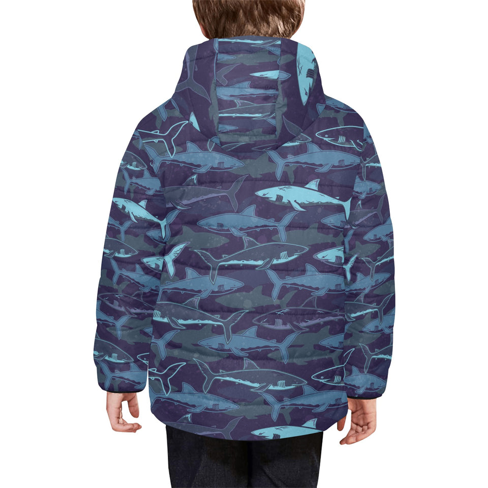 Shark pattern Kids' Boys' Girls' Padded Hooded Jacket