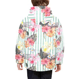 Colorful orchid flower pattern Kids' Boys' Girls' Padded Hooded Jacket