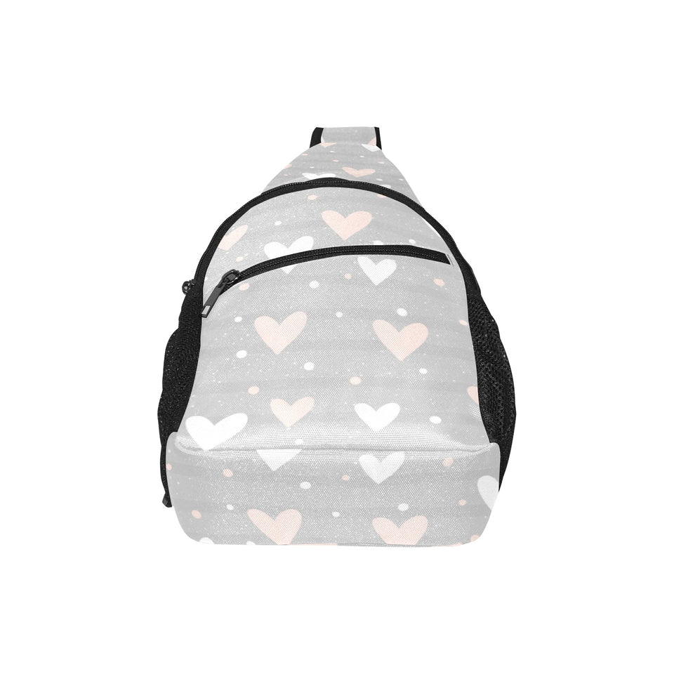 Heart pattern gray background All Over Print Chest Bag