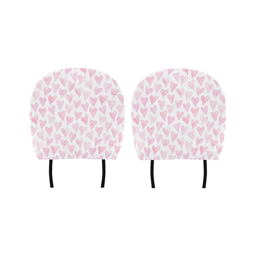 Watercolor pink heart pattern Car Headrest Cover