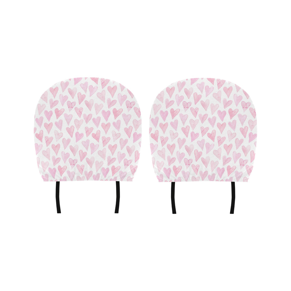 Watercolor pink heart pattern Car Headrest Cover