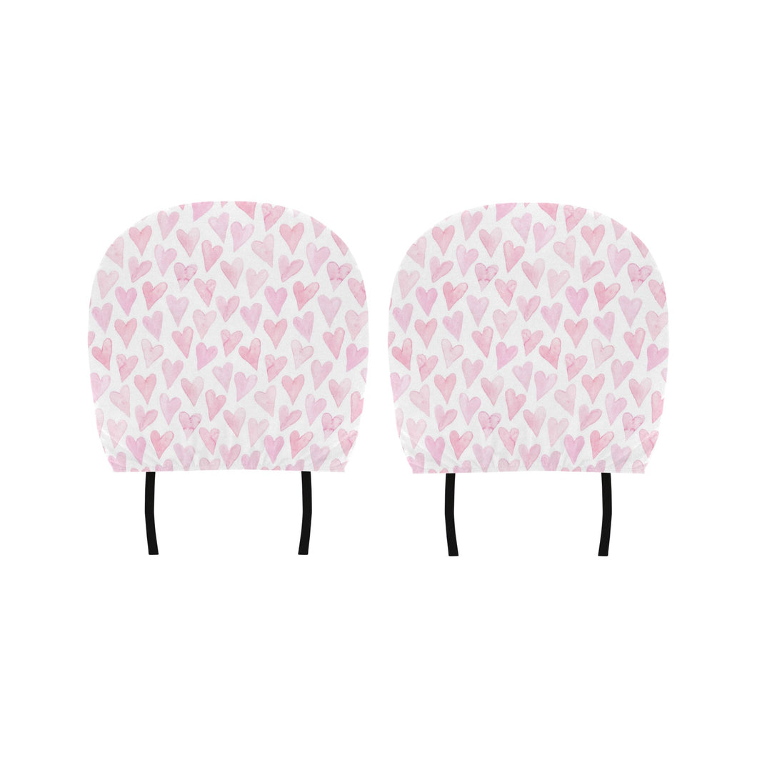 Watercolor pink heart pattern Car Headrest Cover