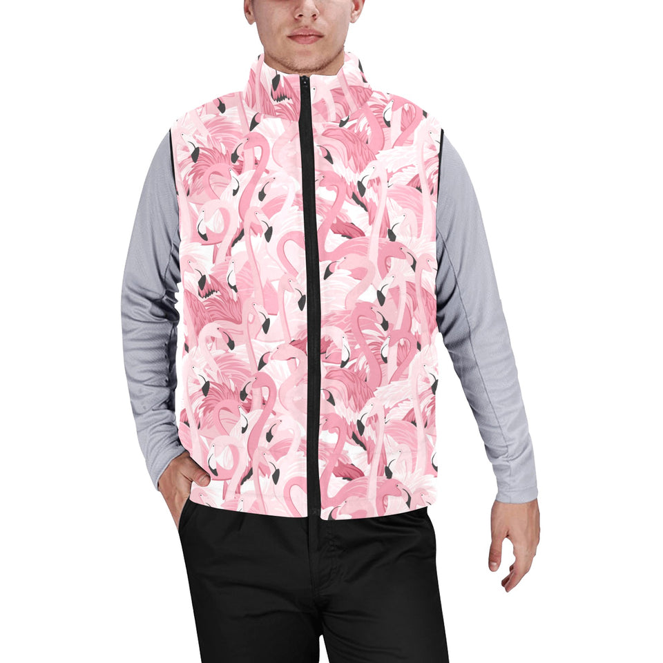 Pink flamingos pattern background Men's Padded Vest