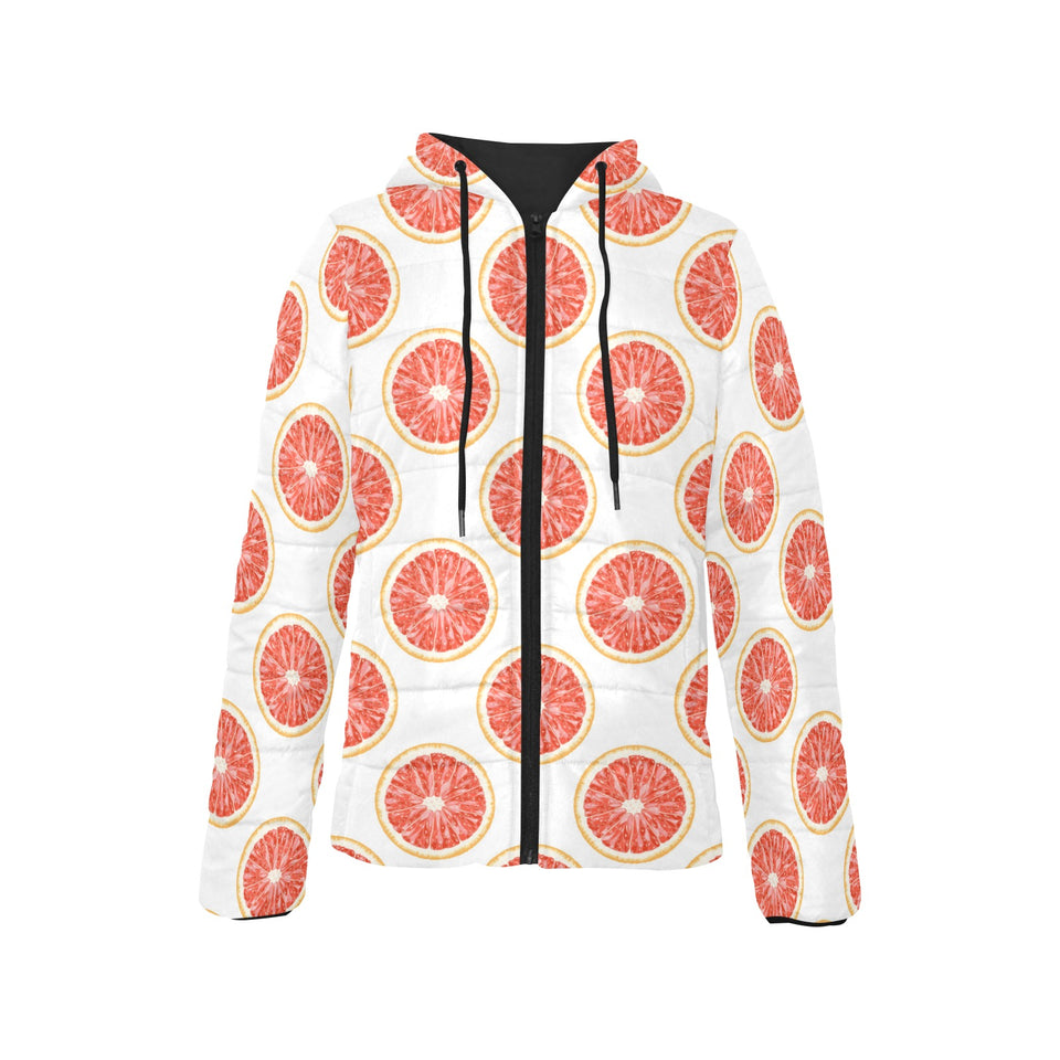 Grapefruit pattern Women's Padded Hooded Jacket