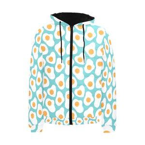 Fried Eggs Pattern Print Design 04 Men's Padded Hooded Jacket