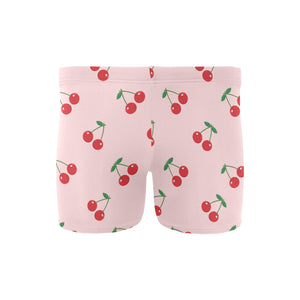 cherry pattern pink background Men's Swimming Trunks