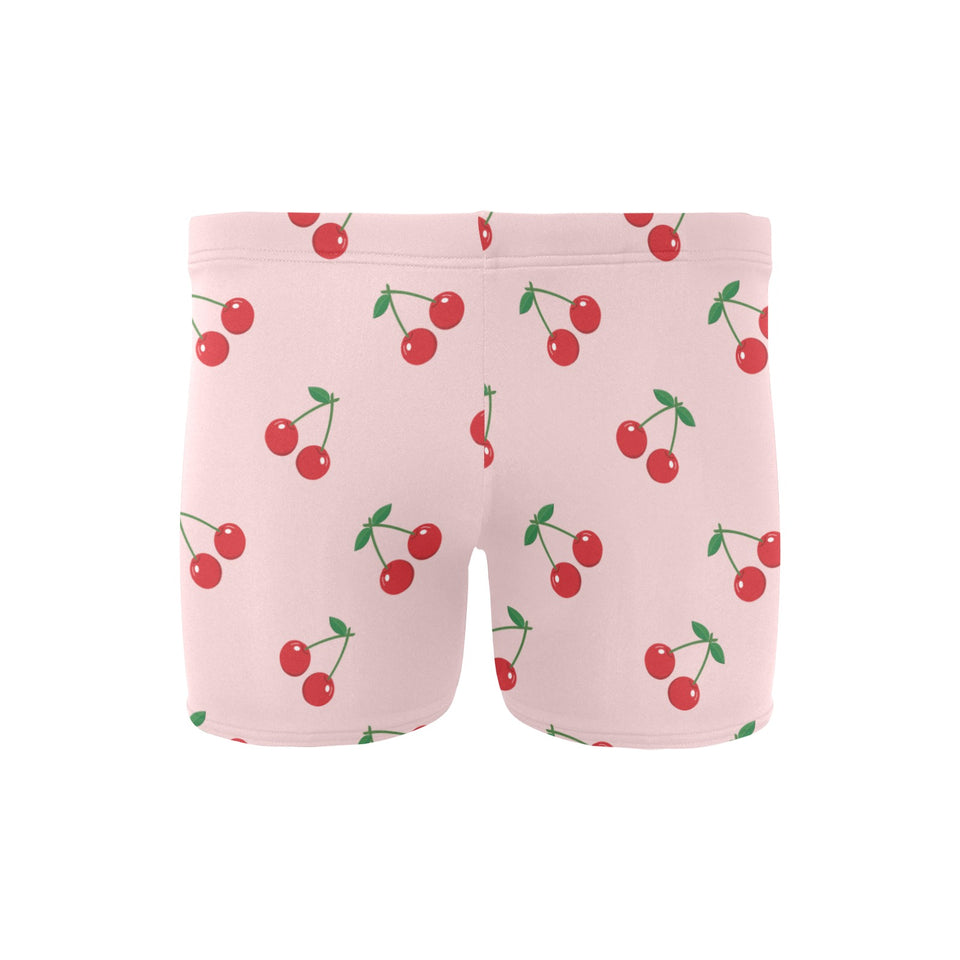 cherry pattern pink background Men's Swimming Trunks