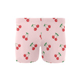 cherry pattern pink background Men's Swimming Trunks